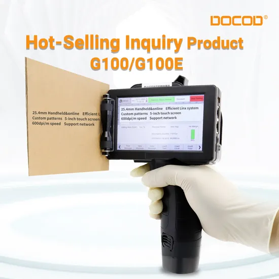 Docod OEM/ODM G100e Multi-Function Tij Portable Handheld Smart Inkjet Printer for Cable Electrical Component Date Coding Machine Impresora De Inyeccion De Tinta