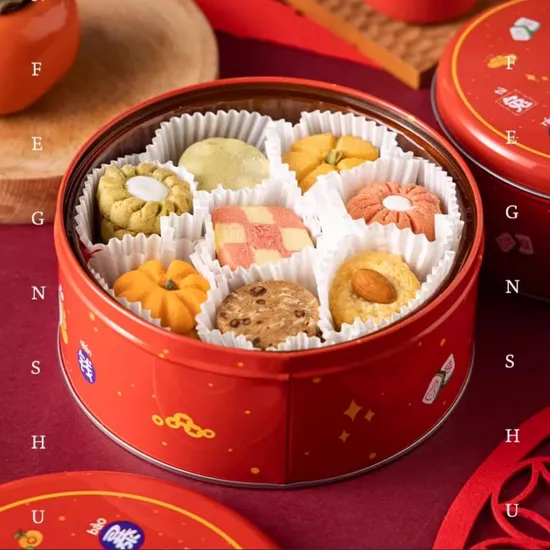 2024 Wholesale Customized Tinplate Round Biscuit Can Cookies Tin for Food Packaging