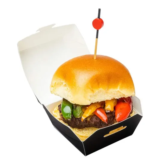 Disposable Desserts Black Paper Take out Boxes Food Containers Burger Box