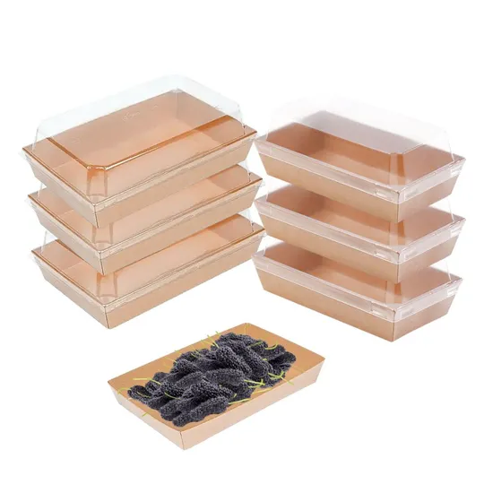 Disposable Products Factory Wholesale Classical Take out Food Container Natural Kraft Paper Food Packaging with Lid