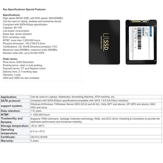 SATA3 SSD 240GB 120GB 960GB 2tb 480GB SSD Solid State Drive