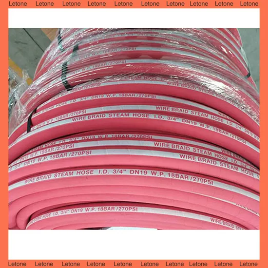 High Temperature 270 Psi EPDM Steel Wire Braided High Pressure Industrial Steam Hose for Dryer Steam Turbine Long Life Transfer of Saturated Steam Heat Resista