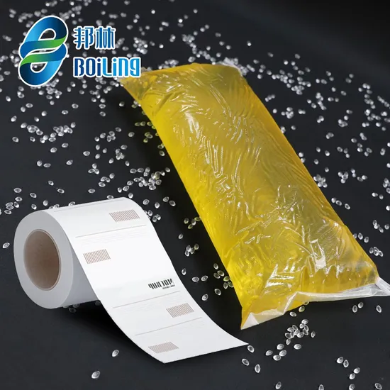 Boiling Factory Price Thermal Paper Label Transparent Hot Melt Glue Label Sticker Roll Chemicals Sensitive Adhesive