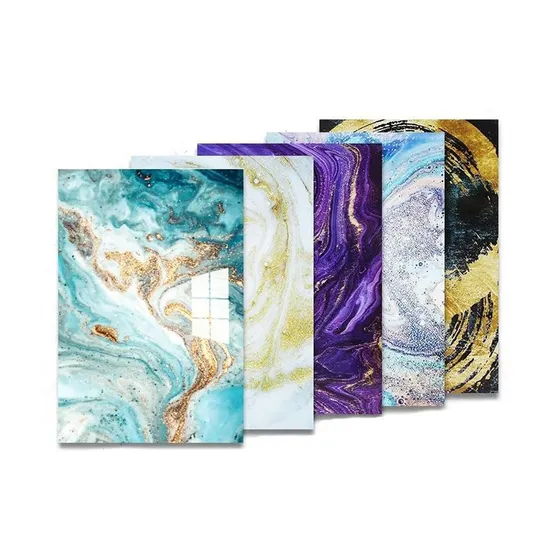 Laminate Sheet Marble Mirror High Gloss Effect UV Surface Treatment White PVC Marble Wall Panel