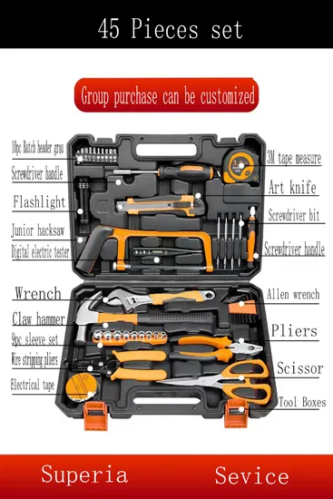 45-Piece Household Auto Repair Hand Hardware Socket Tool Kits for Homeowne