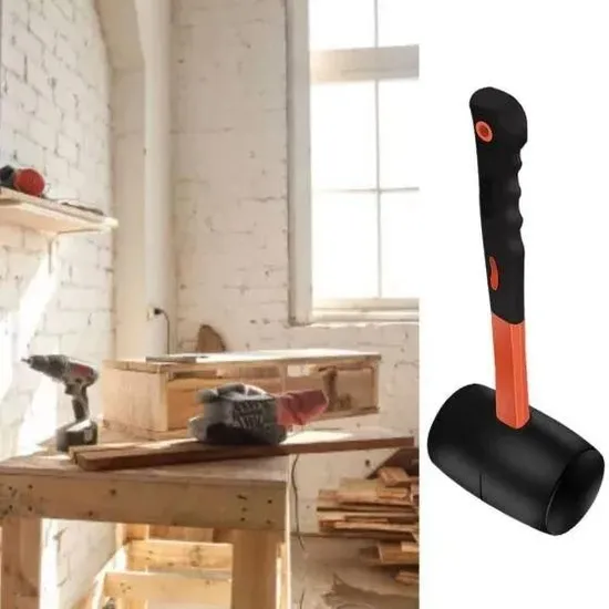 OEM Factory Price Rubber Mallet Hammer Non-Slip Shock-Absorbing Fiberglass Handle Woodworking