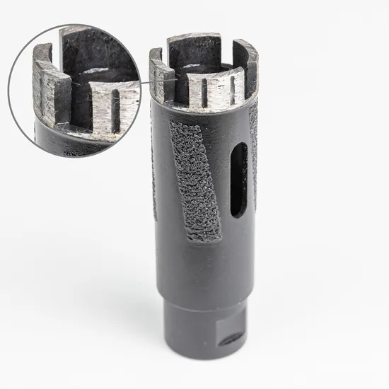 28mm Premium Diamond Cutting Tool High Frequency Welded Dry Core Bit with Vacuum Brazed Side Protection Turbo Continuous Rim Segments for Granite Concrete