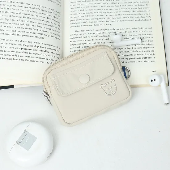 Vintage Solid Color Nylon Portable Change Card Bag Key Storage Pouch