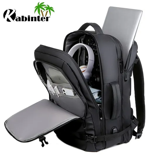 Large Capacity Bag for Business Travelling Expandable Zip USB Port with Multifunction Backpack Bag