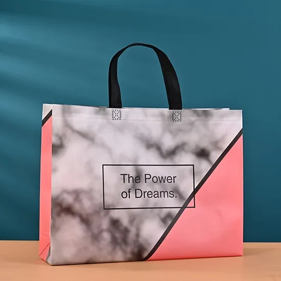 Non-Woven Bag Reusable Waterproof Totes Bag Non Woven Grocery Bag with Handles Fabric Portable Tote Bag Bulk for Shopping Events Party M 23X26X14cm