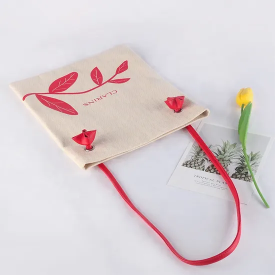 Beautiful Luxury Custom Logo Girl Flower Canvas Shopping Tote Bag