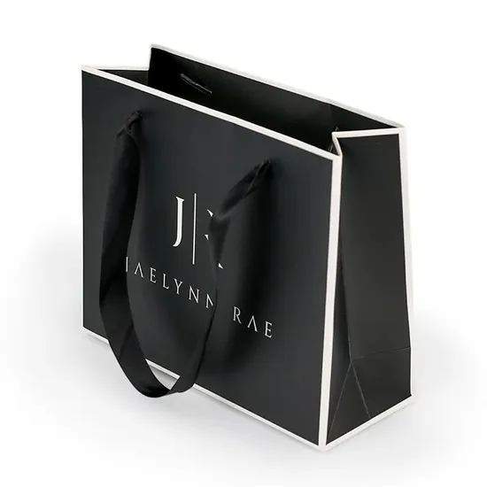 Wholesale Luxury Matte Black Gift Shopping Paper Bag with Logo for Clothing Custom Packaging Bag