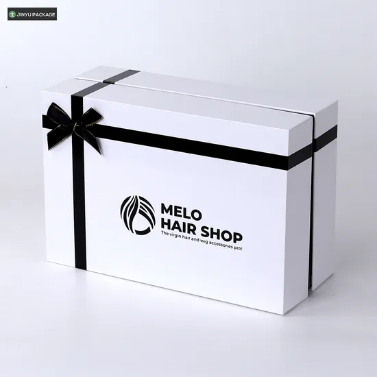 White Paper Cover Bottom Cardboard Paper Gift Packaging Boxes with Ribbon Bow
