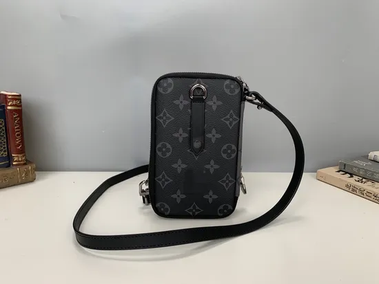Unisex Black and Silver Phone Bag Crossbody Bag Classic Print
