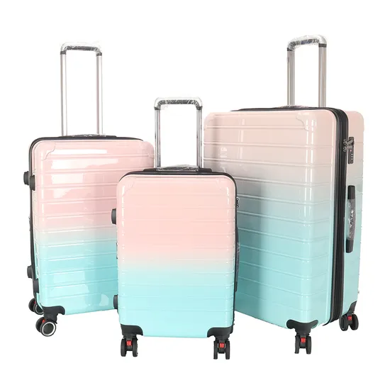 Colorful Gradient Women′s Travel Trolley Luggage Set with Code Lock ABS+PC Valise for Outdoor Use