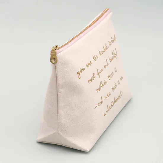 Custom Small Eco Friendly Make up Pouch Recycled Cotton Canvas Cosmetic Bag