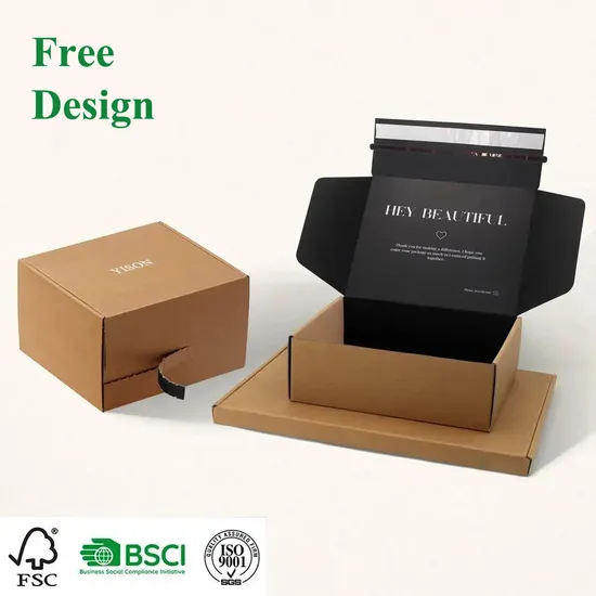 Custom Logo Tear Strip Zipper Corrugated Packaging Shipping Mailer Box