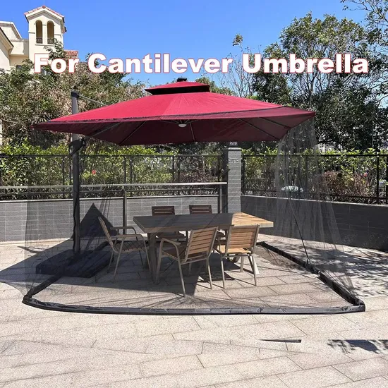 Cantilever Umbrella Mosquito Net, Black Polyester Mesh Umbrella Screen, Universal Canopy Umbrella Mosquito Netting