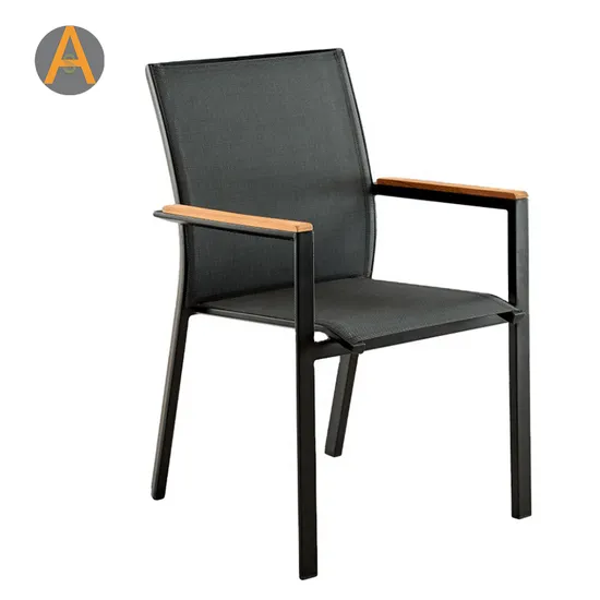 Cheap Wholesale Modern Stackable Garden Chair Outdoor White Mesh Chairs Teak Wood Dining Chair