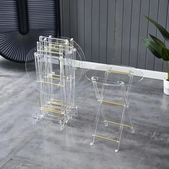 Modern Design Luxury Style Folding Acrylic Table Round Coffee Table Transparent Acrylic Coffee Table
