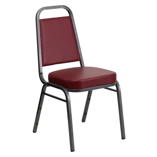 Stackable Ascot Burgundy Vinyl Metal Trapezoidal Back Banquet Chair for Event(ZG10-002)