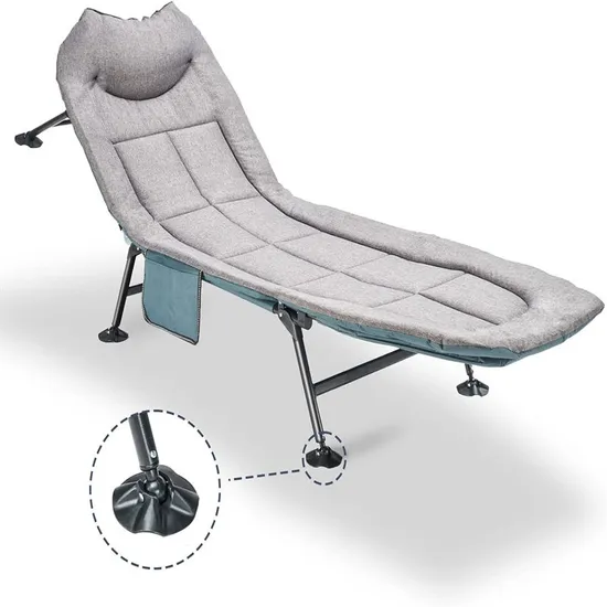 Disaster Emergency Folding Bed Portable 600d Oxford Fabric 5-Position Adjustable Backrest with Strong Steel Frame Outdoor Recliner for China Manufacturer
