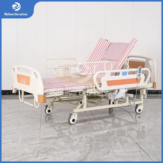 Huaren Hospital-Furniture Medical Equipment Factory C05-1 Five Function Adjustable Manual Patient Household Wood ICU Electrical Hospital Nursing Bed
