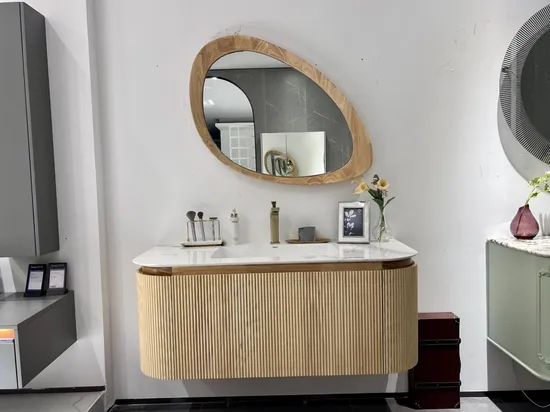 Waterproof Plywood Hotel Vanity Cabinet with Durable Solid Wood and Seamless Splicing Countertops Floating Double Timber Vanity Oak Bathroom Cabinet Industry