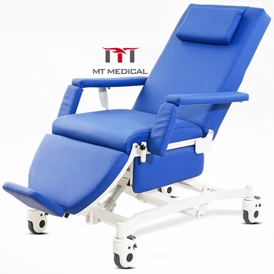 Multi-Functional Electric Adjustable Reclining Patient Blood Collection Donor Dialysis Hemodialysis Chair with Wheels