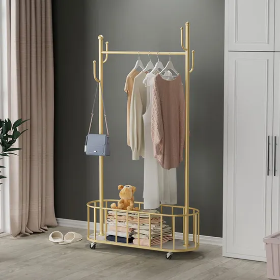 Household Minimalist Wheeled Movable Hallstand Storage Coat Rack