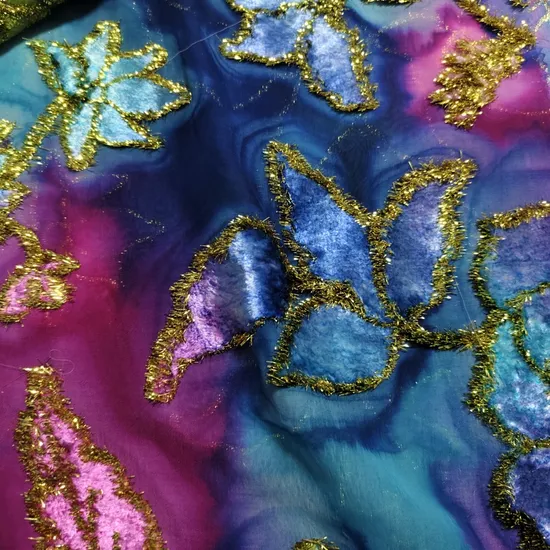 Promotional 20%Gold Thread 30%Nylon 50%Viscose Jacquard Silk Fabric