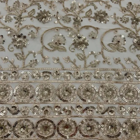 Yigao Textile Lace Embroidery Fabric Sequins Tulle Mesh Lace Fabric