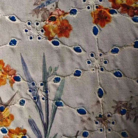 Cotton Printed Fabric Machine Embroidery Technology Fashion Fabri