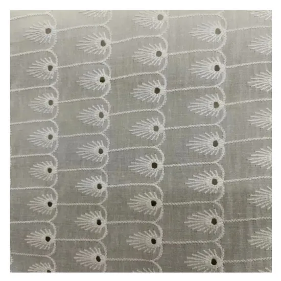 Factory Price White Embroidery Lace Fabric 100% Cotton for Garment Dresses