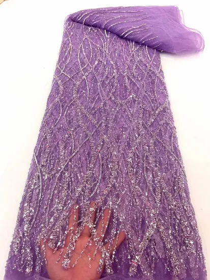 Factory Wholesale Siwss Beads Embroidery Lace Fabric for Wedding Dresses