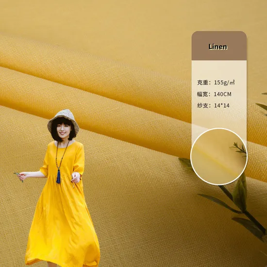 Supplier of Nature 100% Cotton Linen Fabric Plain Dyed Woven Fabric for Shirt Fabric Clothing