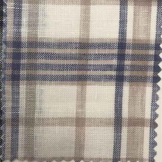 Yigao Textile 100% Linen Fabric for Suiting Shirt Fabric Lattice Woven Fabric