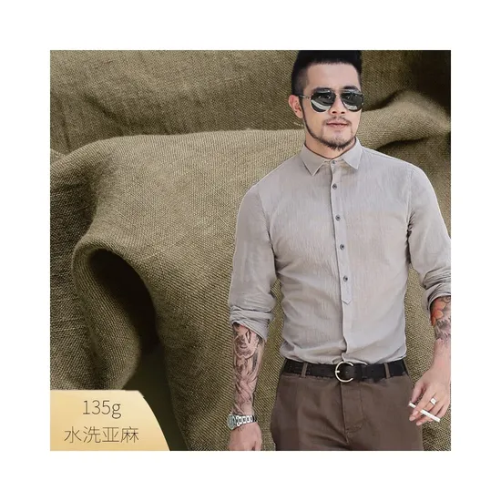 100% Pure Linen Dye Printed Shirt Dress Trousers Fabric for Clothing
