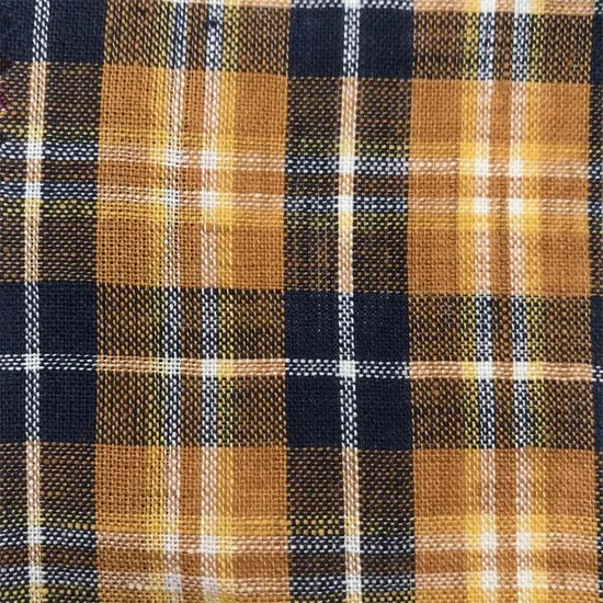 Yigao Textile Lattice Woven Fabric 100% Linen Fabrics for Garments
