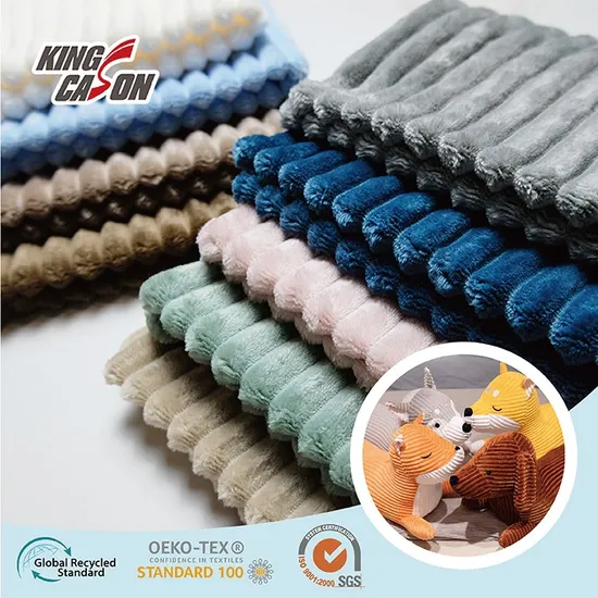 Kingcason Wholesale Customized 270g 280g Heavy Weight Stripe Jacquard Knit Tela Flannel Fleece Fabric for Toy Bedding Blanket Cushion Pillow Garment