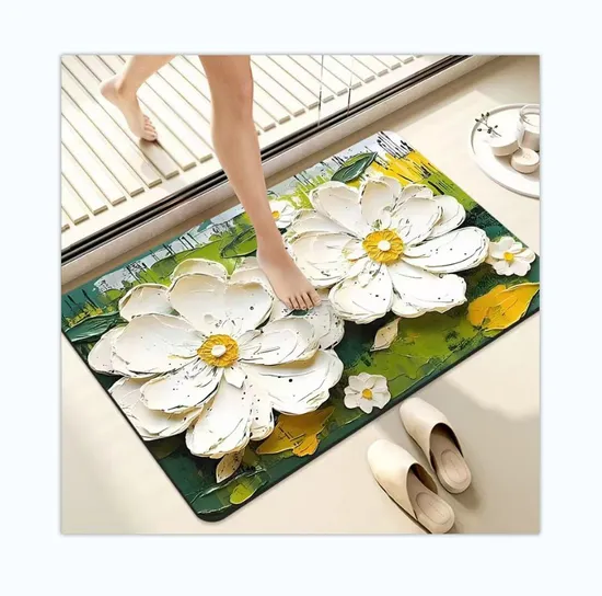 China Manufacture/Wholesale/Anti Slip 3D Printed Flower /Nodern Bathroom Floor Carpet Bath Mat
