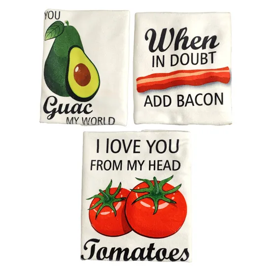 Custom 100% Cotton Flour Sack Cleaning Kitchen Dish Towel Digital Print Design Cotton Linen Soft Custom Tea Towels Cotton