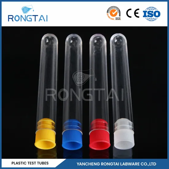 Rongtai 80ml Clear Clear Plastic Test Tube Suppliers 13*100mm Plastic Disposable Test Tube China 8ml 10ml PP Material 10ml Plastic Test Tube