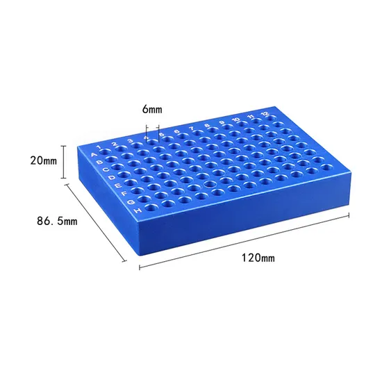 Lab 96 Well Cooling Aluminum Rack for PCR Plate Tubes Cooler