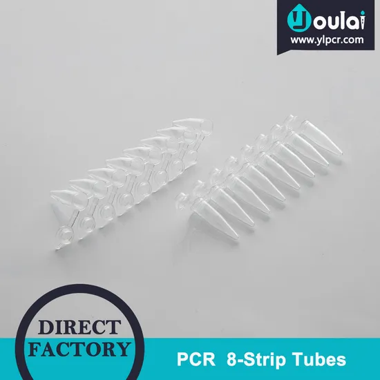 0.1ml and 0.2ml Factory Price New Design Laboratory PP 8-Strip PCR Tubes with Lid