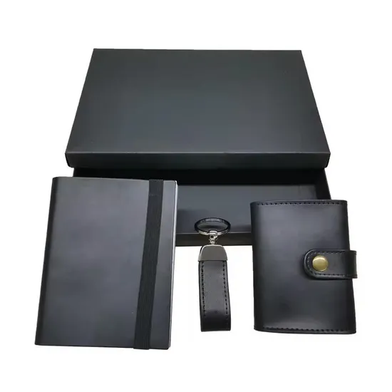 Hot Sale Factory Supply Wholesale Key Holder Card Holder Price Luxury Genuine/Vegan Leather Notebook Business Gift Set