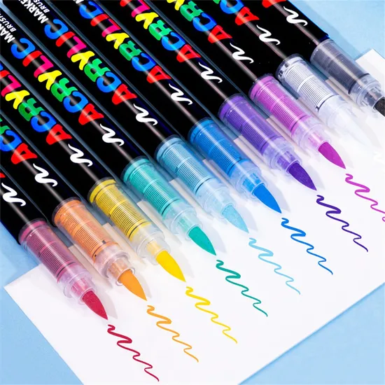 Student Drawing Multi-Color Soft Tip Straight Liquid Overlay Graffiti Pen Acrylic Marker