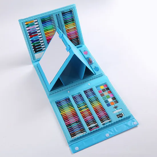 208 PCS Art Drawing Set for Kids Adults Set with Double Sided Trifold Easel Box, Oil Pastels, Crayons, Colored Pencils, Paint Brush, Watercolor