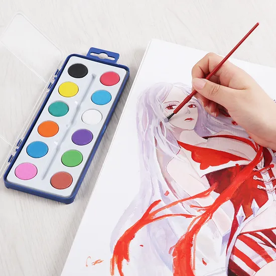 Foska 12color Children′s Portable Watercolor Palette Paint Box Made in China