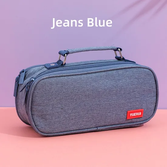 Jeans Blue Oxford Cloth Pencil Bag Colourful Large Storage Pencil Case Pen Bag with Zipper Big Capacity Pouch Organizer
